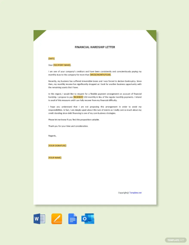 free financial hardship letter template