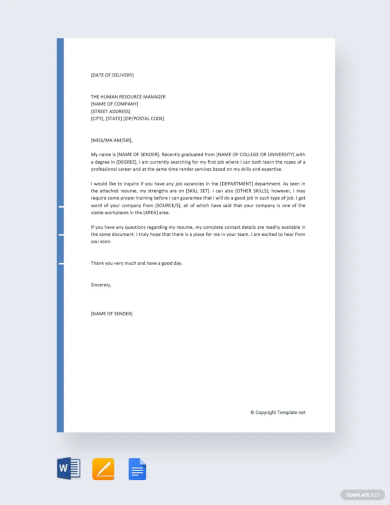 free job query letter sample template