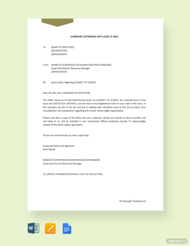 free query letter to employee template