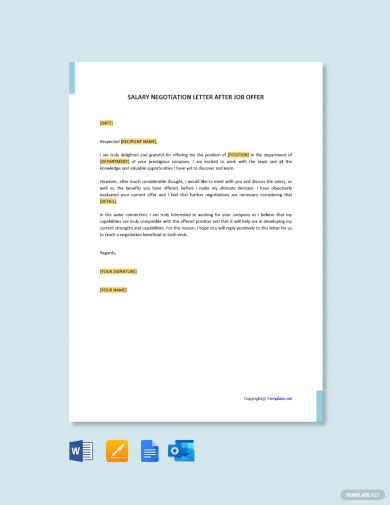 free salary negotiation letter after job offer template