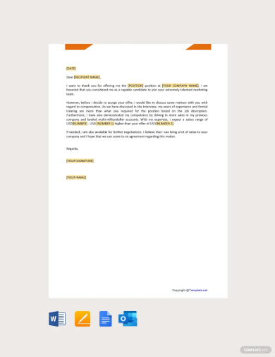 free salary negotiation letter template