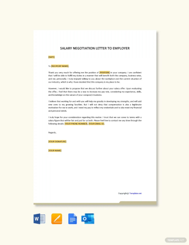 free salary negotiation letter to employer template