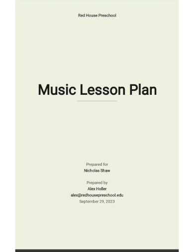free sample music lesson plan template