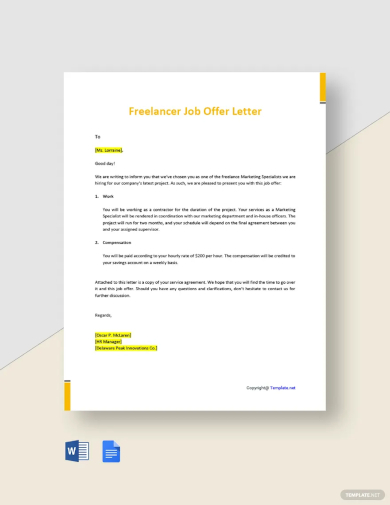 freelancer job offer letter template