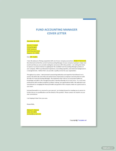 fund accounting manager cover letter template