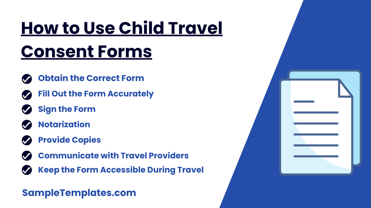 how to use child travel consent forms