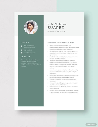 in house lawyer resume template