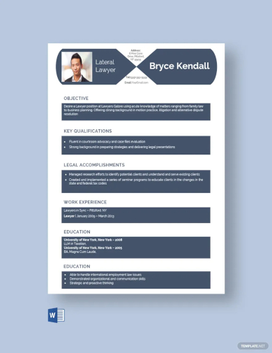 lateral lawyer resume template