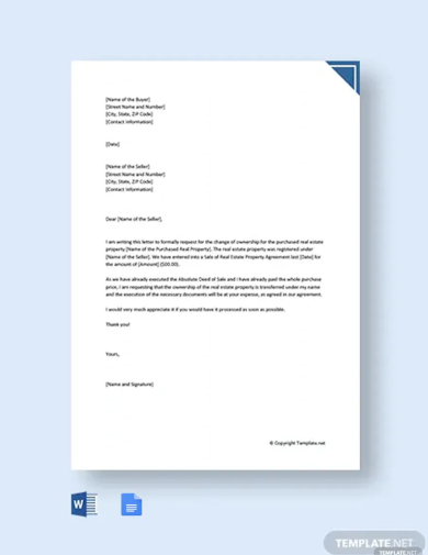 letter of request for change of ownership template