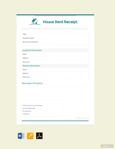 monthly house rent receipt template