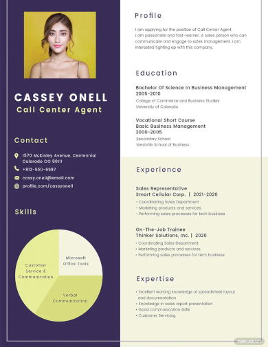 sample resume for non voice call center