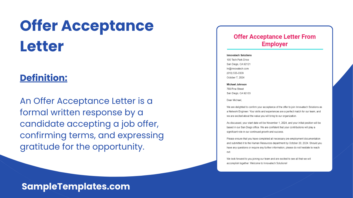 Offer Acceptance Letter