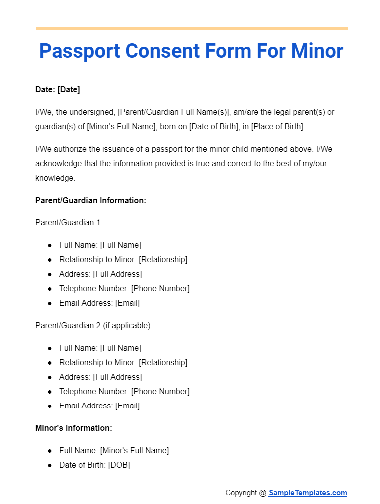 passport consent form for minor