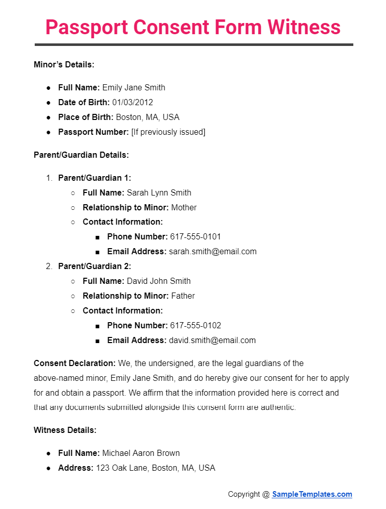 passport consent form witness