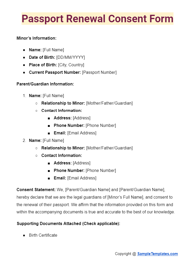 passport renewal consent form