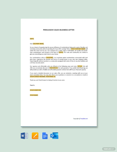 persuasive sales business letter template