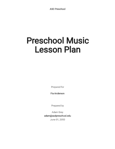 preschool music lesson plan template