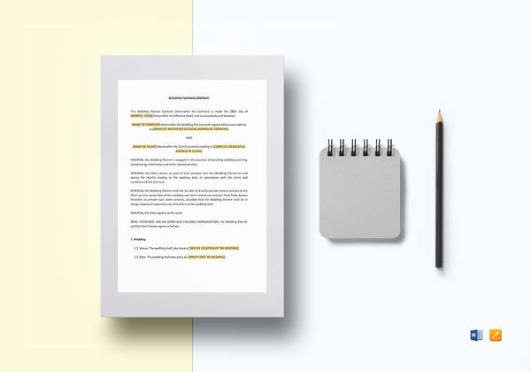 printable wedding planner contract template