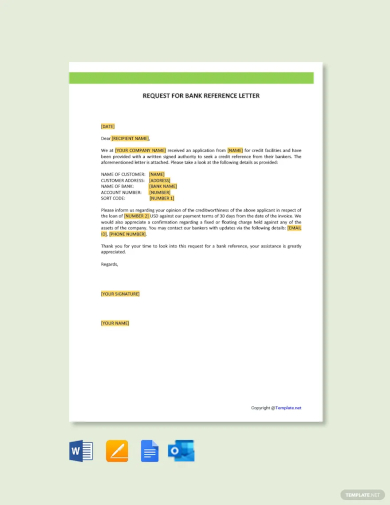 request for bank reference letter template