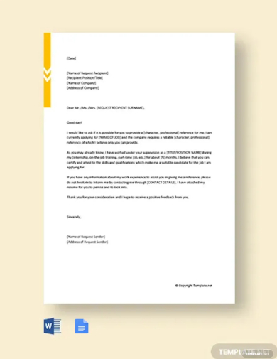request for job reference letter template
