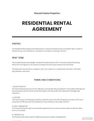 residential rental agreement template