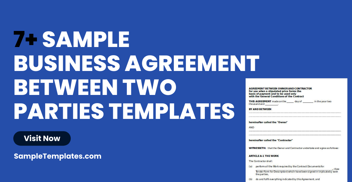 sample business agreement between two parties template