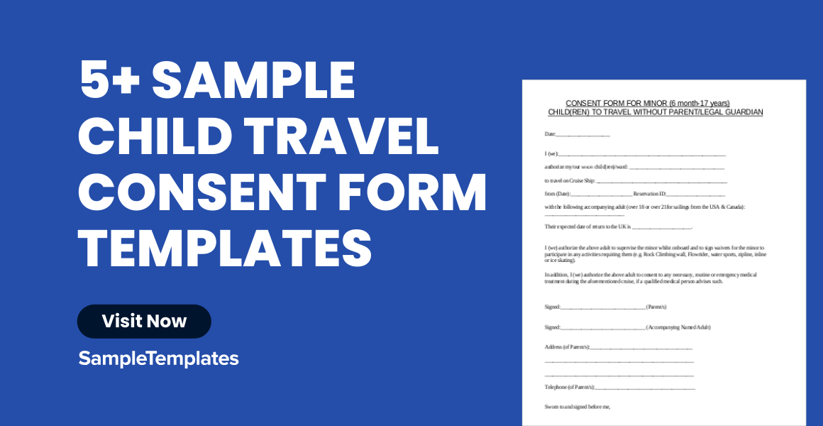 sample child travel consent form templates