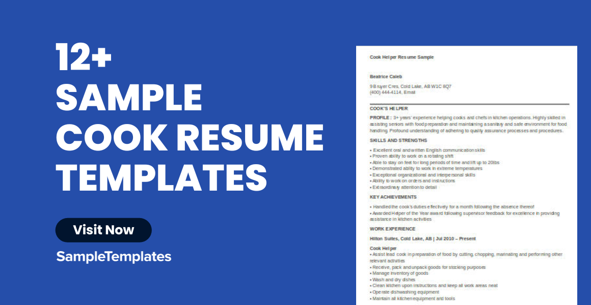 Sample Cook Resume Template
