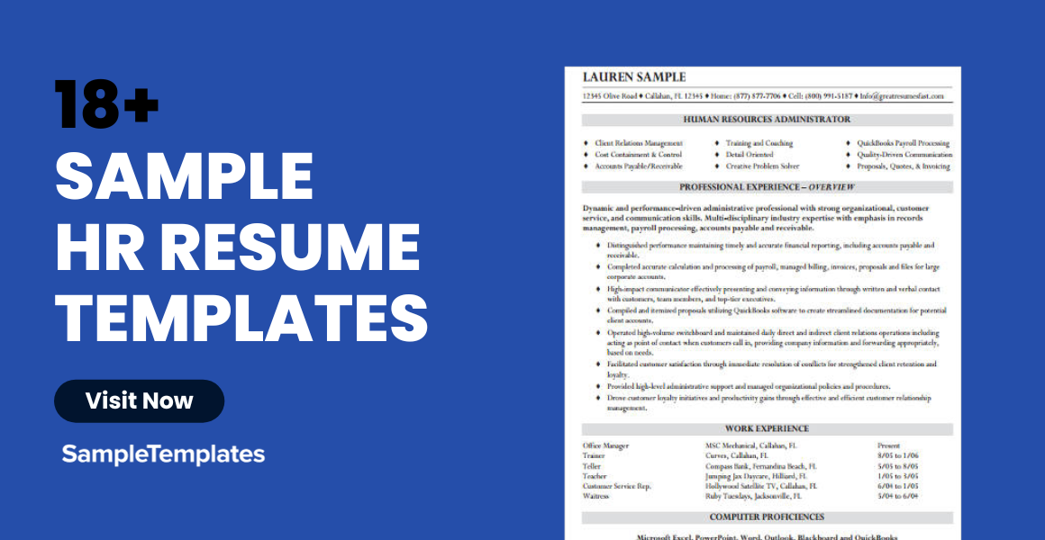 sample hr resume template