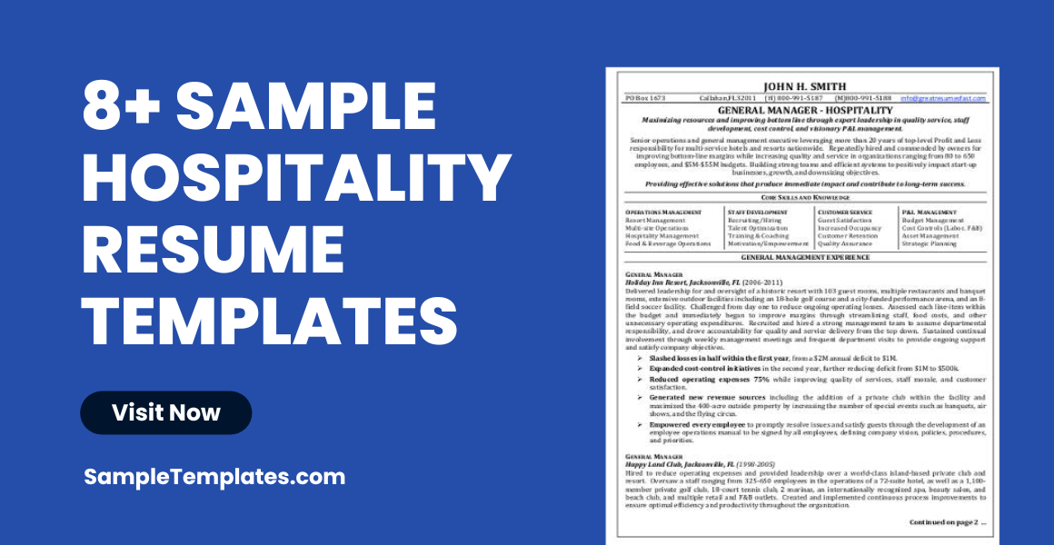 sample hospitality resume templates
