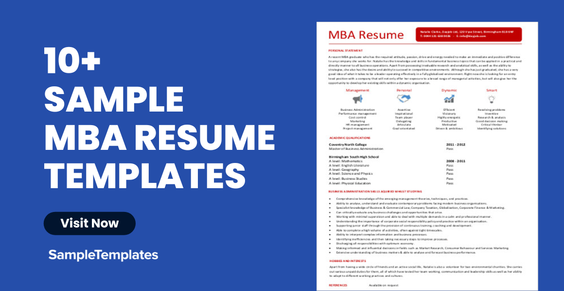 sample mba resume template