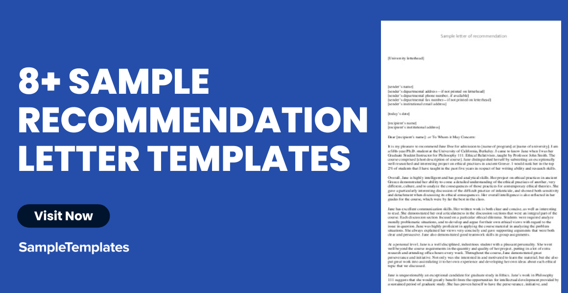 Sample Recommendation Letter Templates