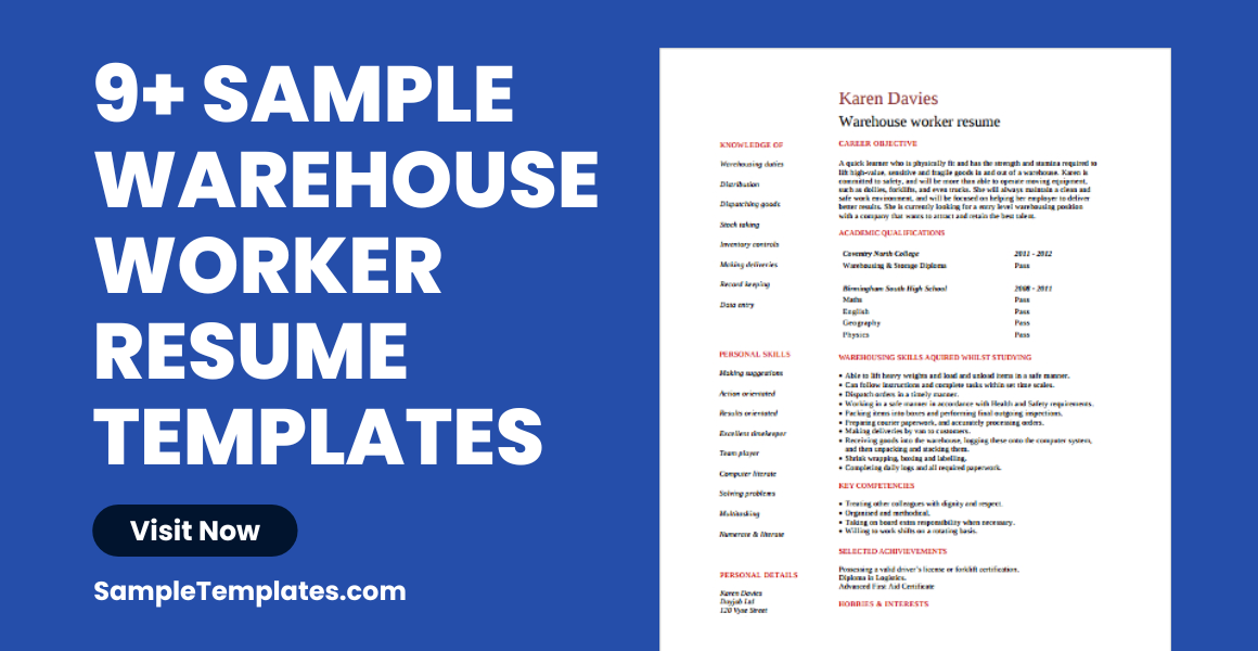 sample warehouse worker resume templates