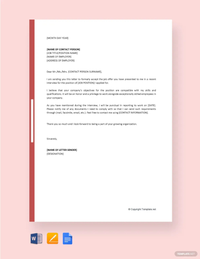 thank you letter for job offer accepted template