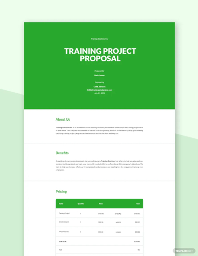 training project proposal template