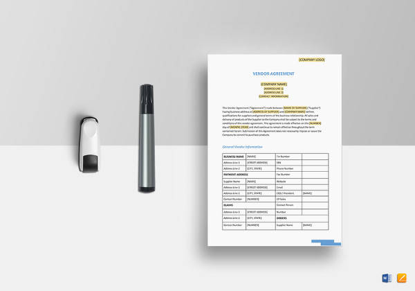 vendor agreement template to print