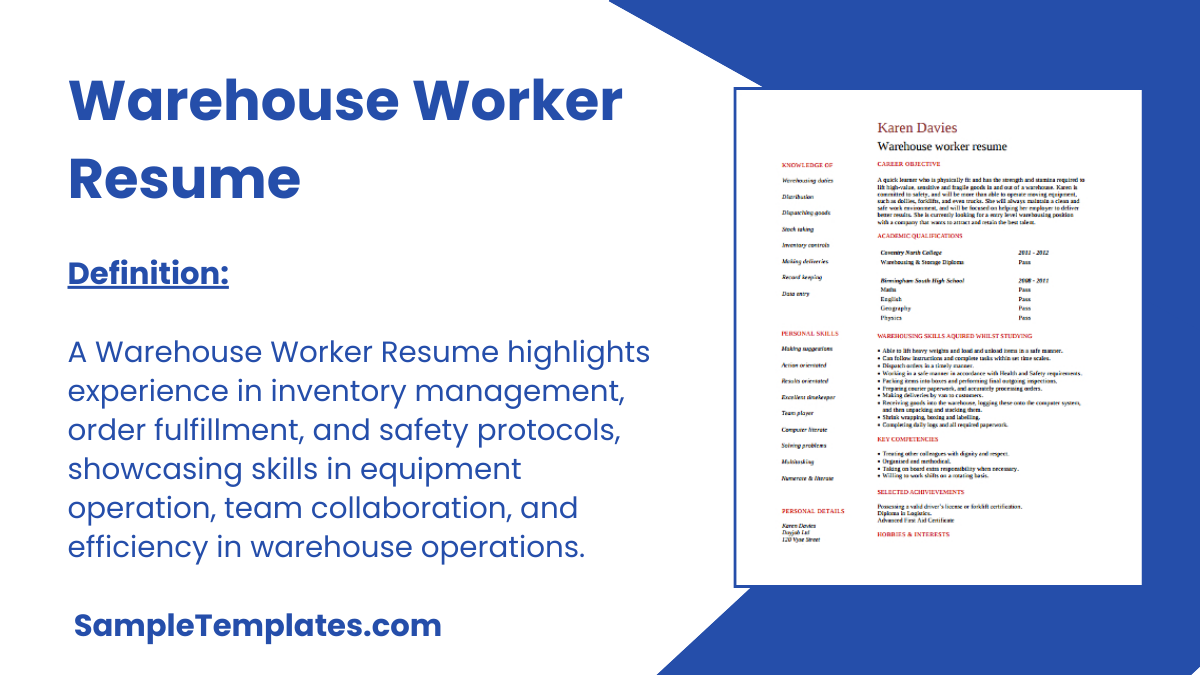 Warehouse Worker Resume