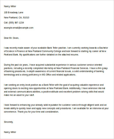 Teller cover letter with experience-How To Write Copyright ...