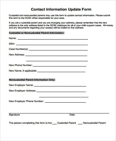 contact information update form pdf