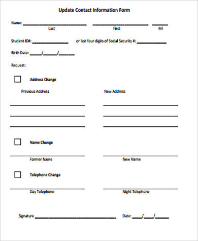 update contact information form