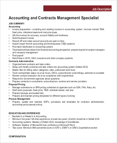 Commercial contract manager job description