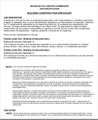 building construction worker job description