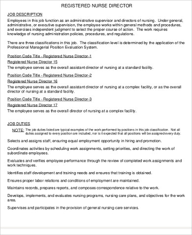 director of nursing registered job description