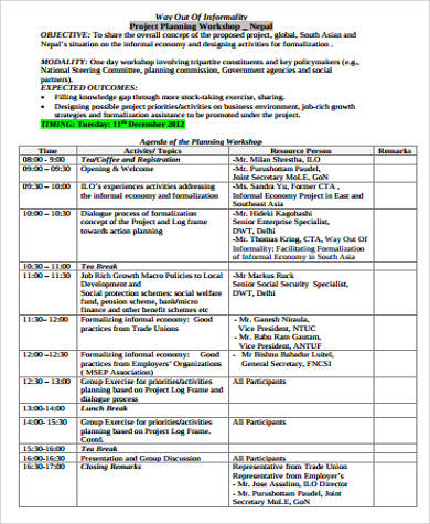project planning workshop agenda