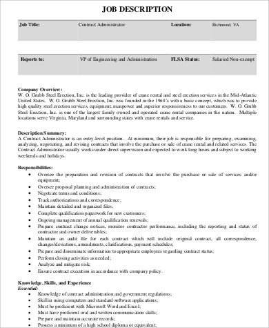 contractor administrator job description1