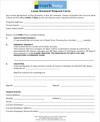 lease renewal request form