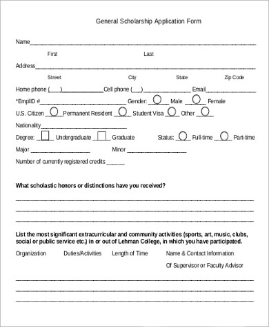 general scholarship application form