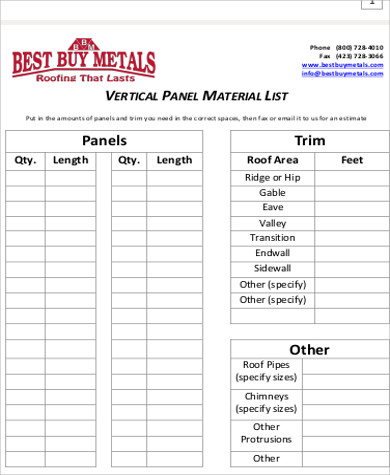 Metal Roof Estimate Template TUTORE ORG Master of Documents