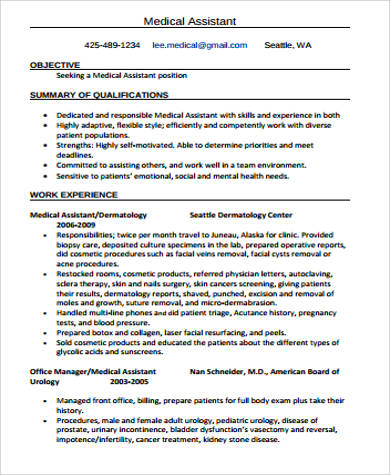 medical assistant resume free