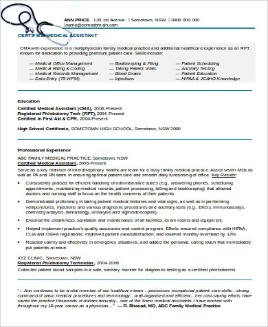 professional medical assistant resume